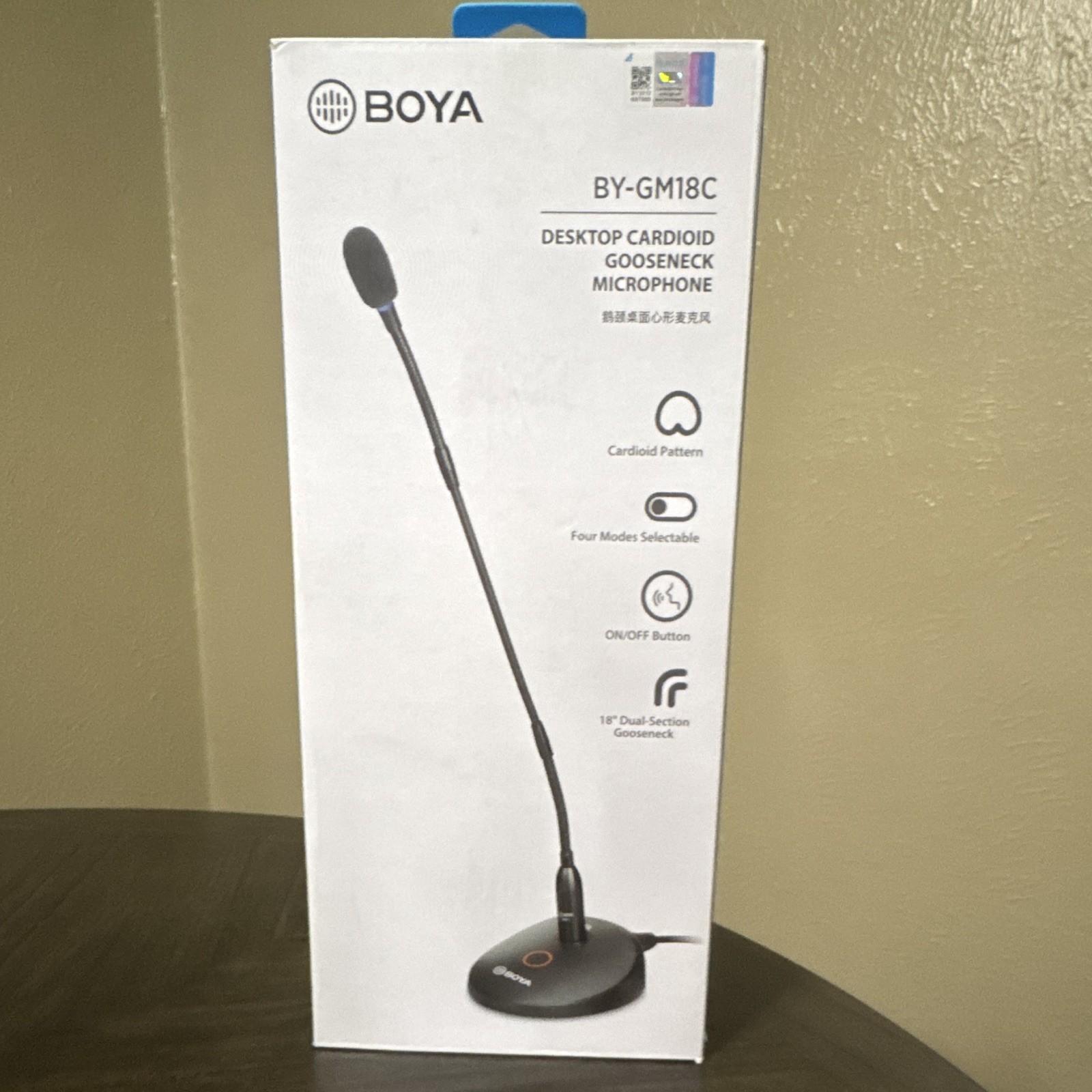 BOYA BY-GM18C Desktop Cardioid Gooseneck Mic 18" Dual-Section, 4 Modes