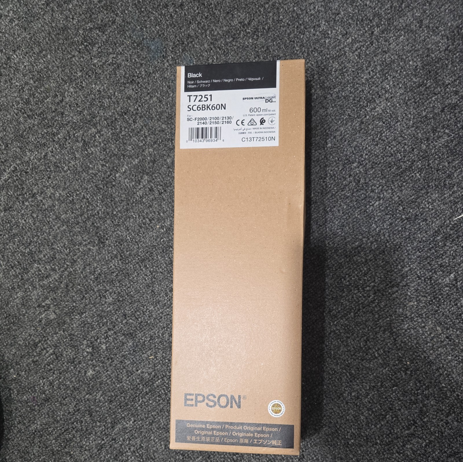 GENUINE Epson DG Black Ink 600ml - SC-F2000 2100 2130 2140 2150 2160 Printer