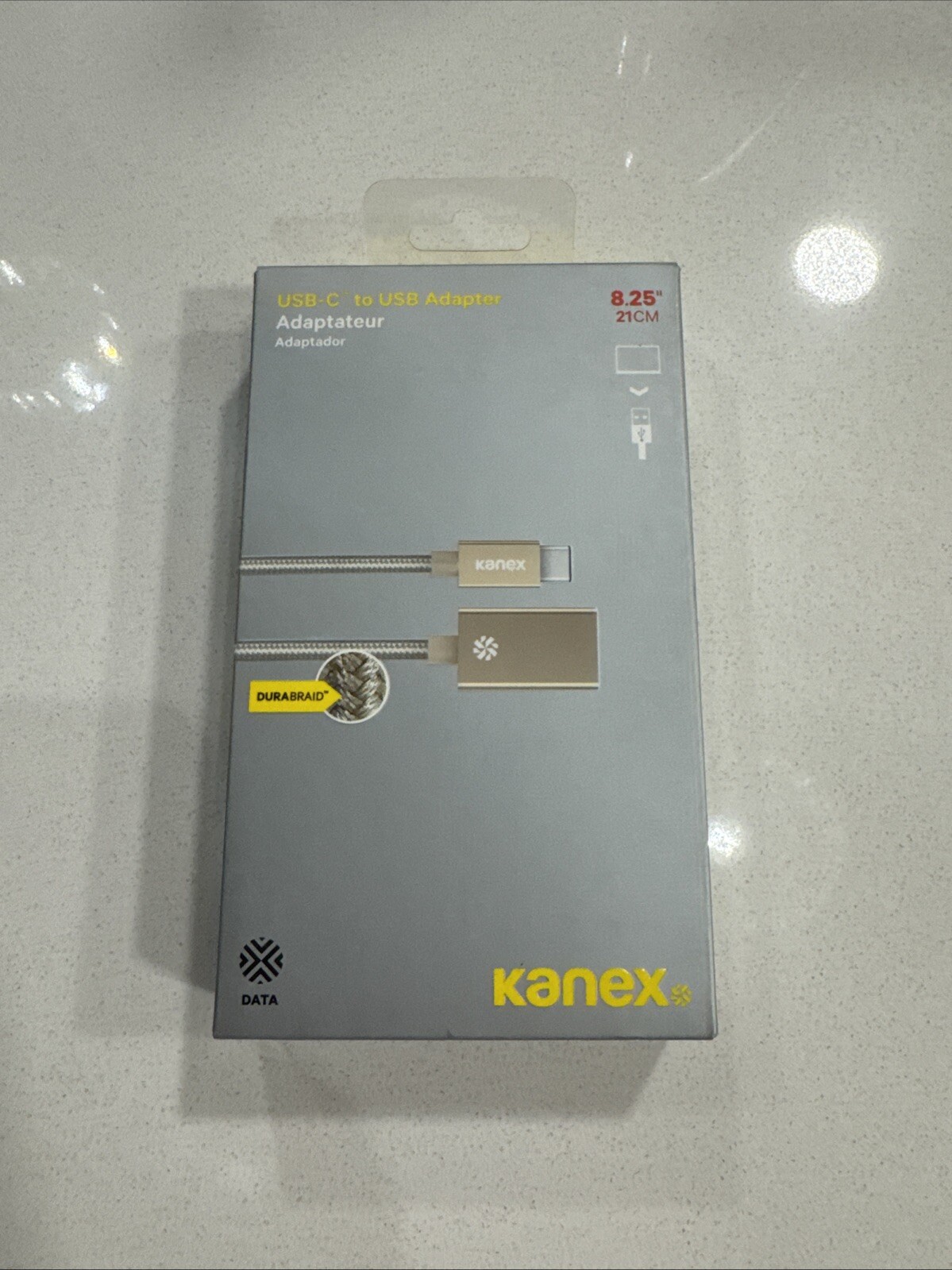 Adapter Kanex USB-C to USB  8.25" 21CM Durabraid Connect an Iphone, Ipad, Ipod(
