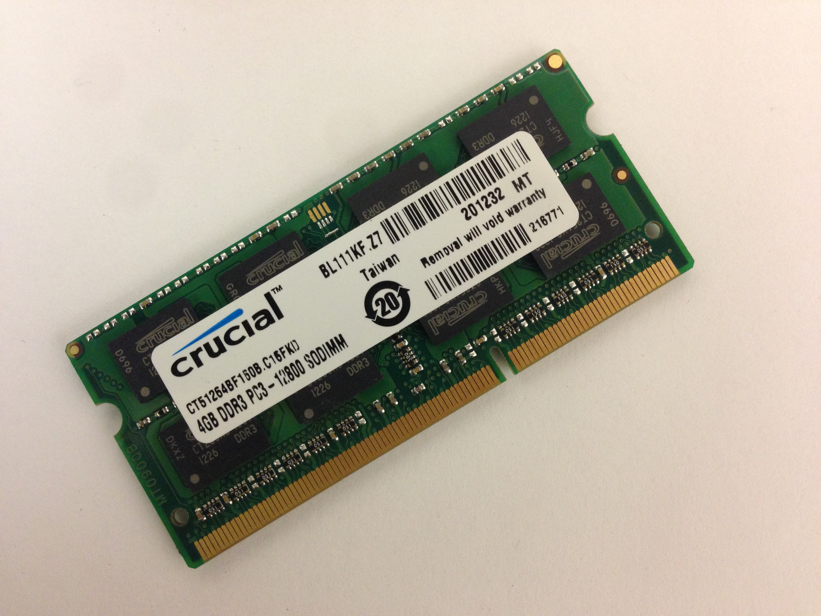 Crucial 4GB DDR3 1600 MHz PC3-12800 1.35V Laptop RAM Sodimm Memory DDR3L 1600 4G