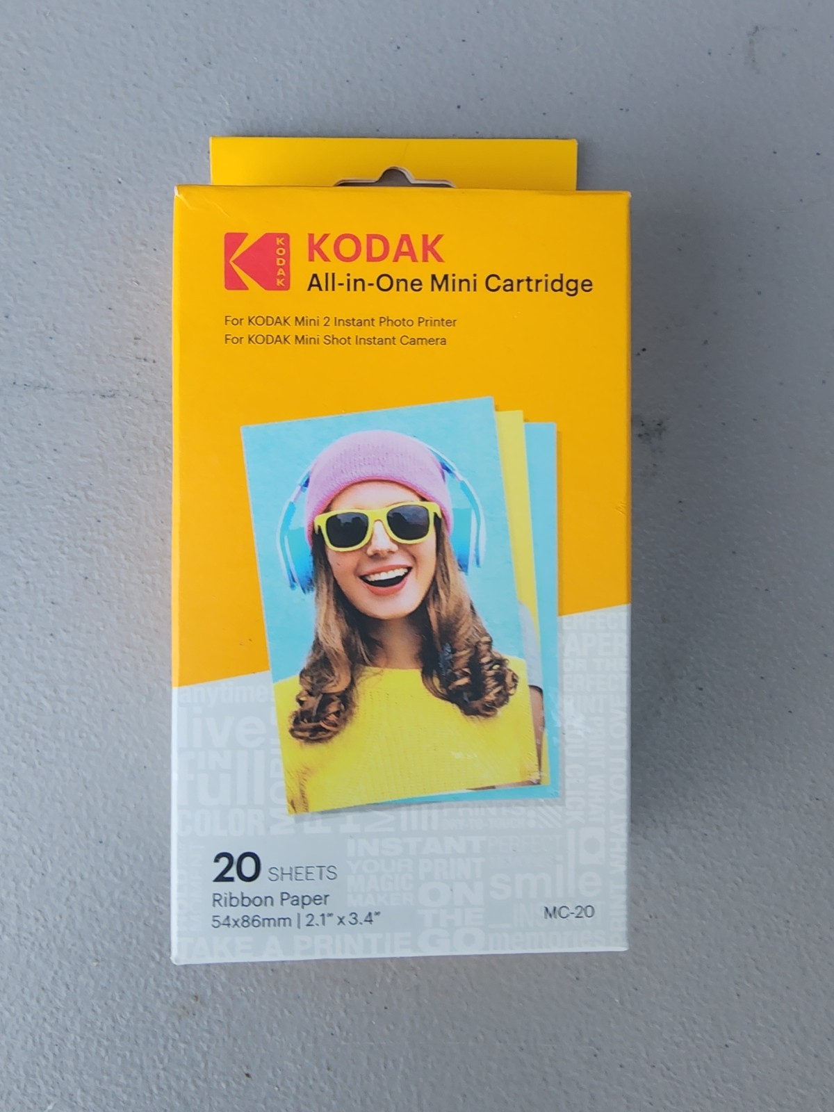 KODAK All-in-One Mini Cartridge 20 Sheets Mini 2 Photo Ribbon Paper, MC-20