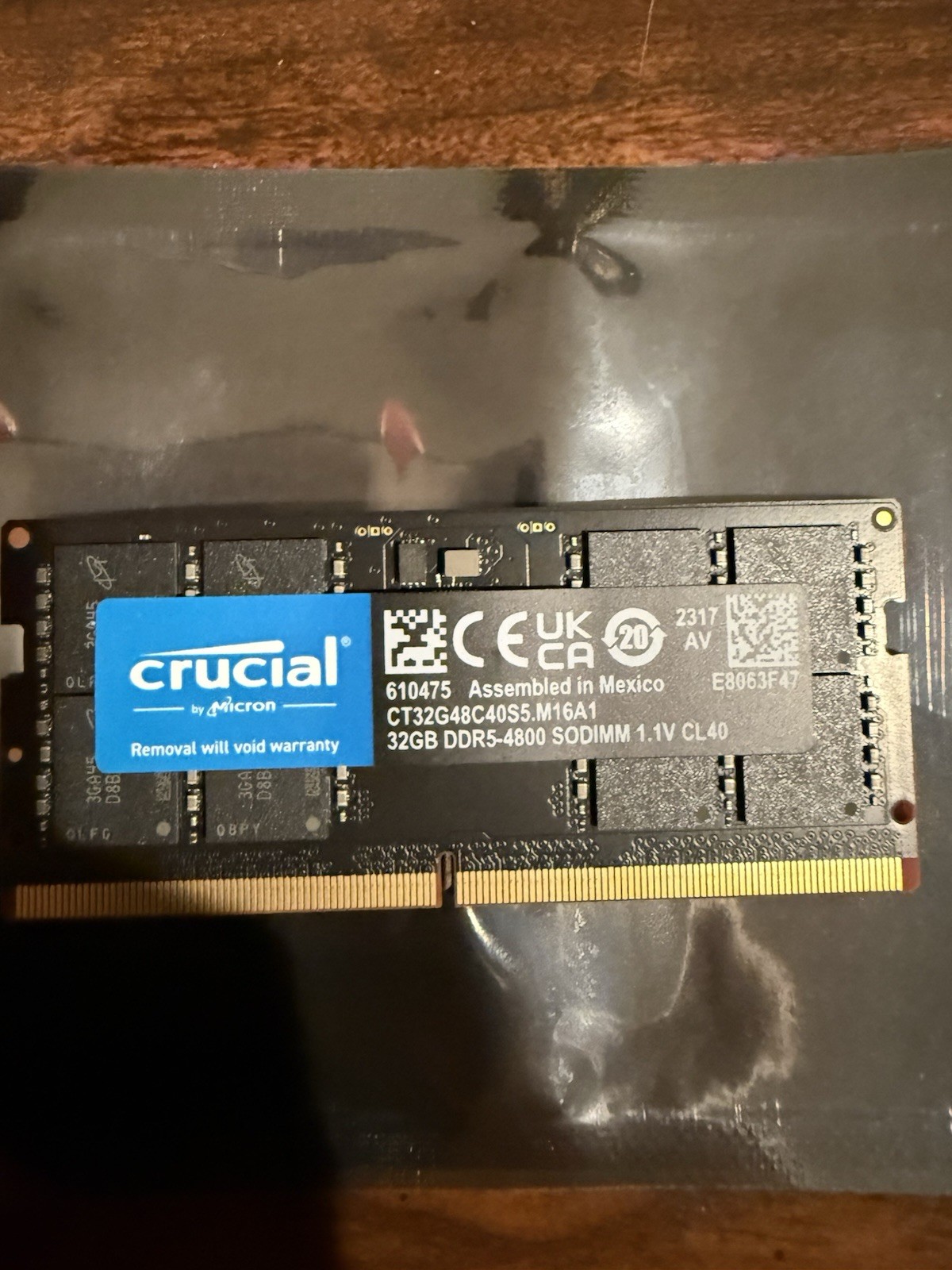 Crucial 32GB 1x32GB DDR5 4800 SO-DIMM CL40 1.1V Laptop RAM Memory #C48