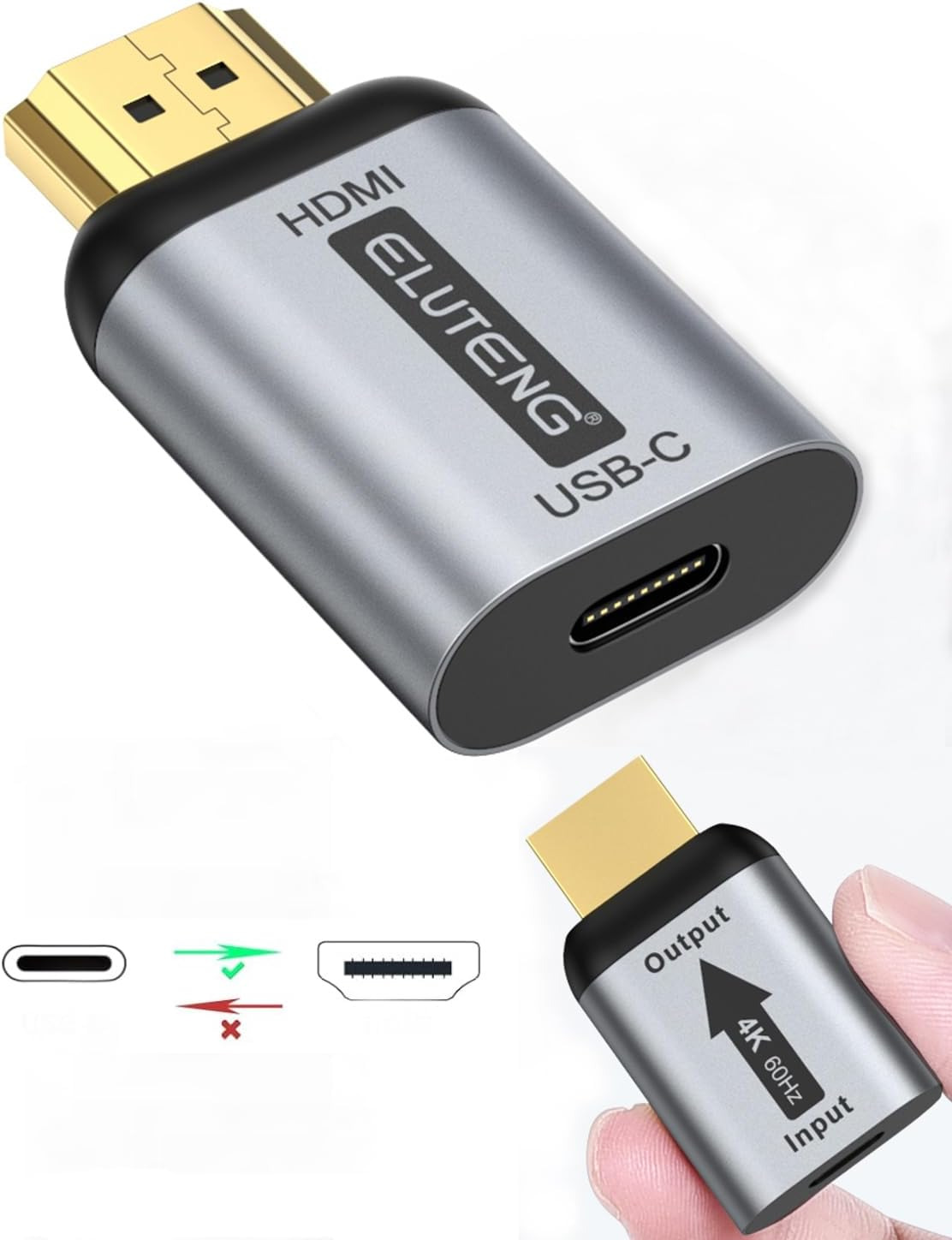 USB C Female to HDMI Male Adapter 4K 60HZ Type C to HDMI Converter 10Gbp