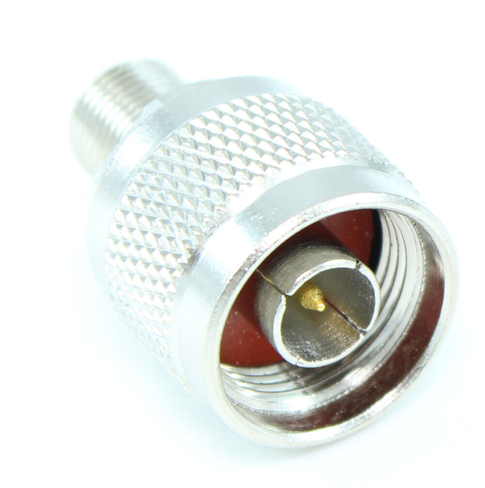 Coax F-Type Female to N-type Male Adapter  Threaded  Nickel Plated