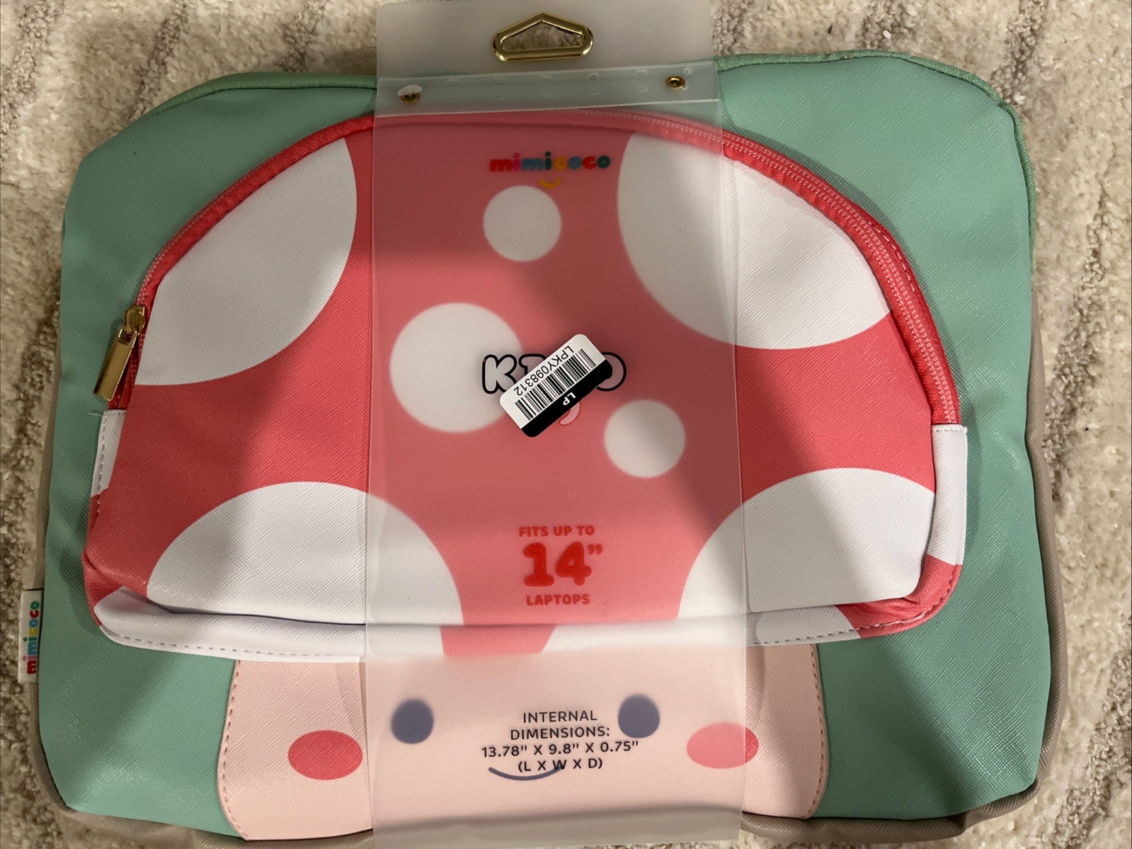 Mimicoco Mushroom Character Pocket Laptop Sleeve: Fits Most Laptops Up to 14"
