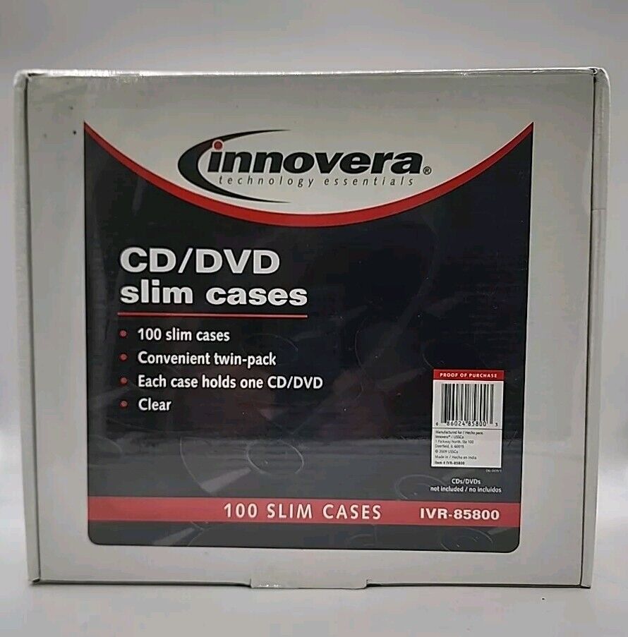 Innovera Slim CD/DVD Jewel Cases - Clear Black 100 Pack 85800