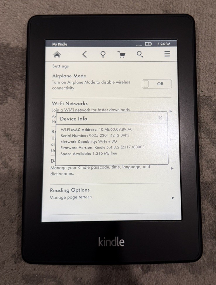 Amazon Kindle Paperwhite (6th Generation) 2GB, Wi-Fi, 6in - Black