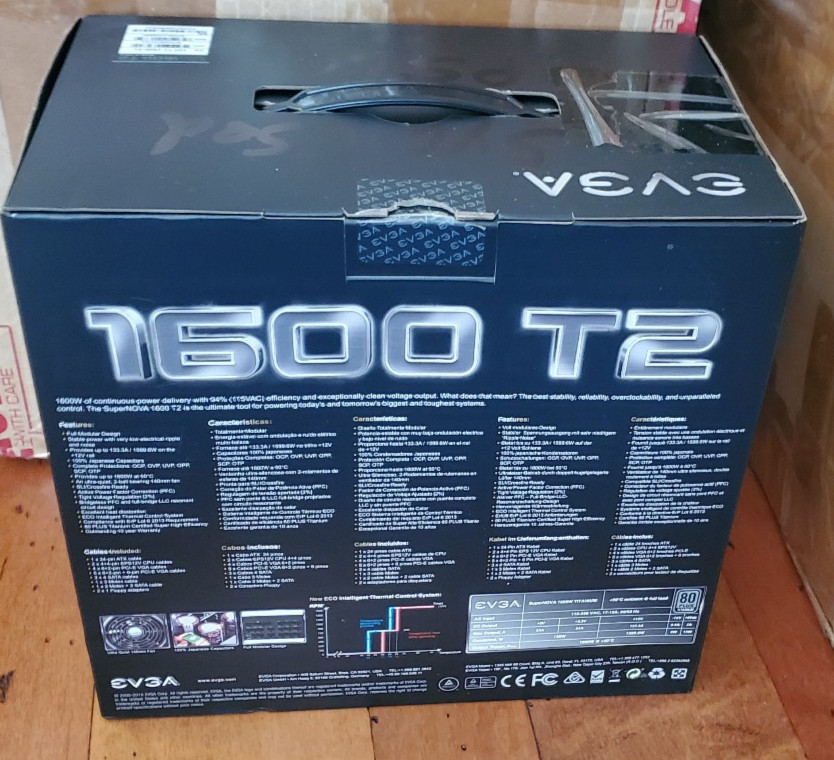 EVGA 1600 T2 220-T2-1600-X1 80 Plus Titanium Power Supply 1600W Fully Modular