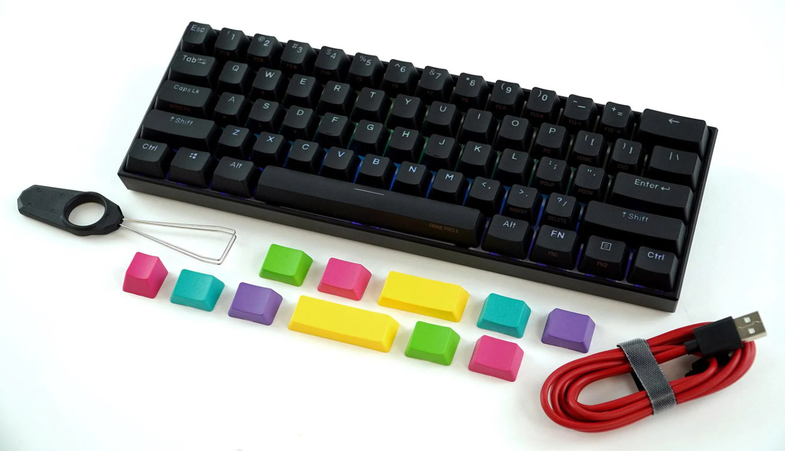 Anne Pro 2 Black 60% Bluetooth RGB Mechanical Keyboard- Brown Switch
