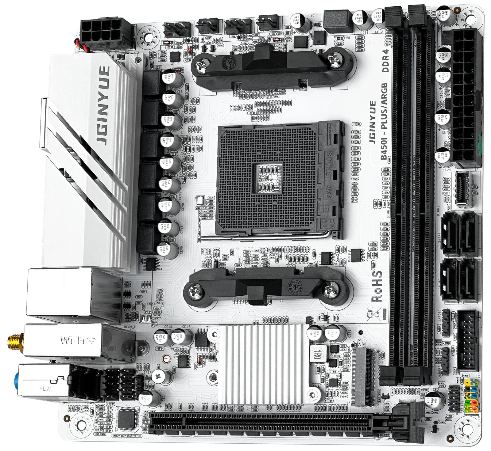 Mini ITX AM4 Motherboard, B450I-PLUS ARGB, Dual M.2 NVMe, ITX SFF, 2.5G Ethernet
