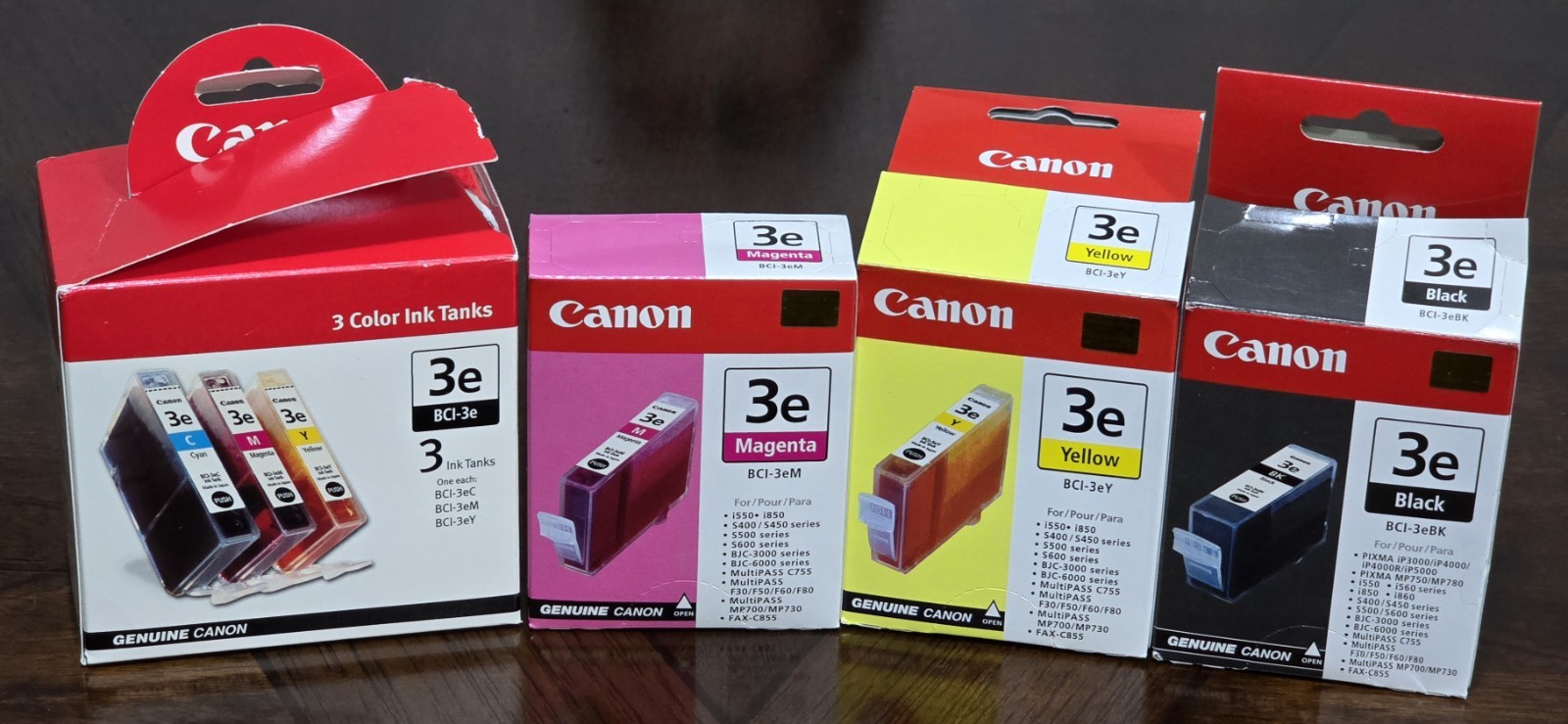 X6 GENUINE CANON BCI-3e COLOR MULTI PACK INK TANK CYAN, MAGENTA, YELLOW & BLACK