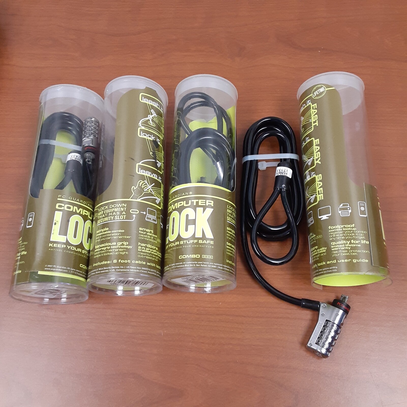 PC Guardian Cable Computer Lock...Lot of 4...NEW