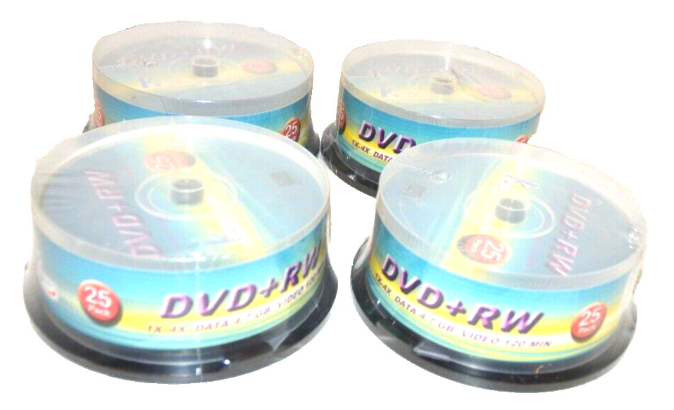 KHypermedia DVD+R 25 RW pack Data 4.7GB Video 120 Min 1x-2.4x Lot of 4