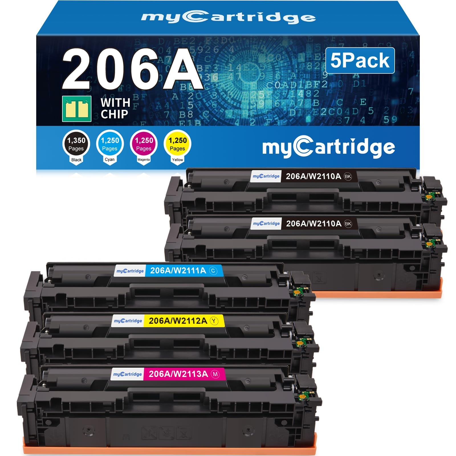 HP 206A Toner Cartridges 5 Pack for Color LaserJet Pro MFP Printers