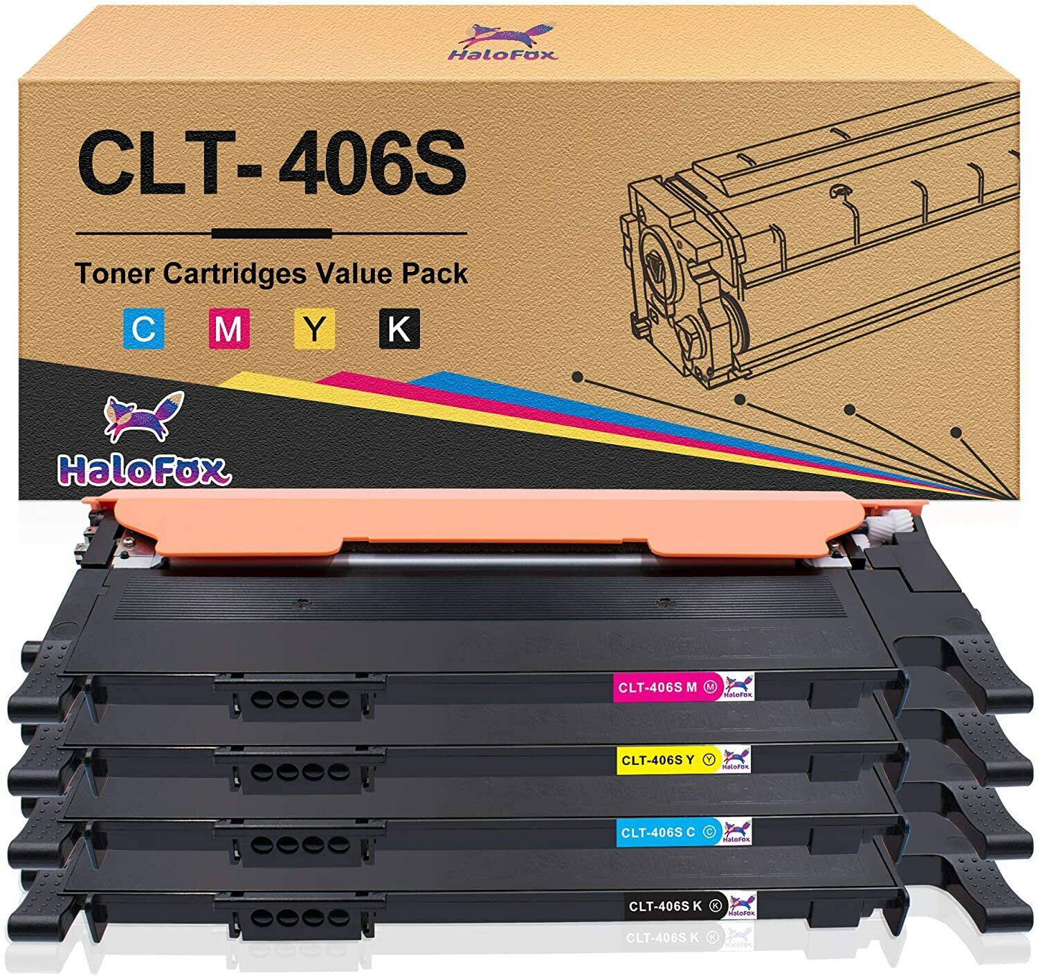 Set of 4 PK Color CLT-K406S Toner Cartridge For Samsung Xpress SL-C460W SL-C410W