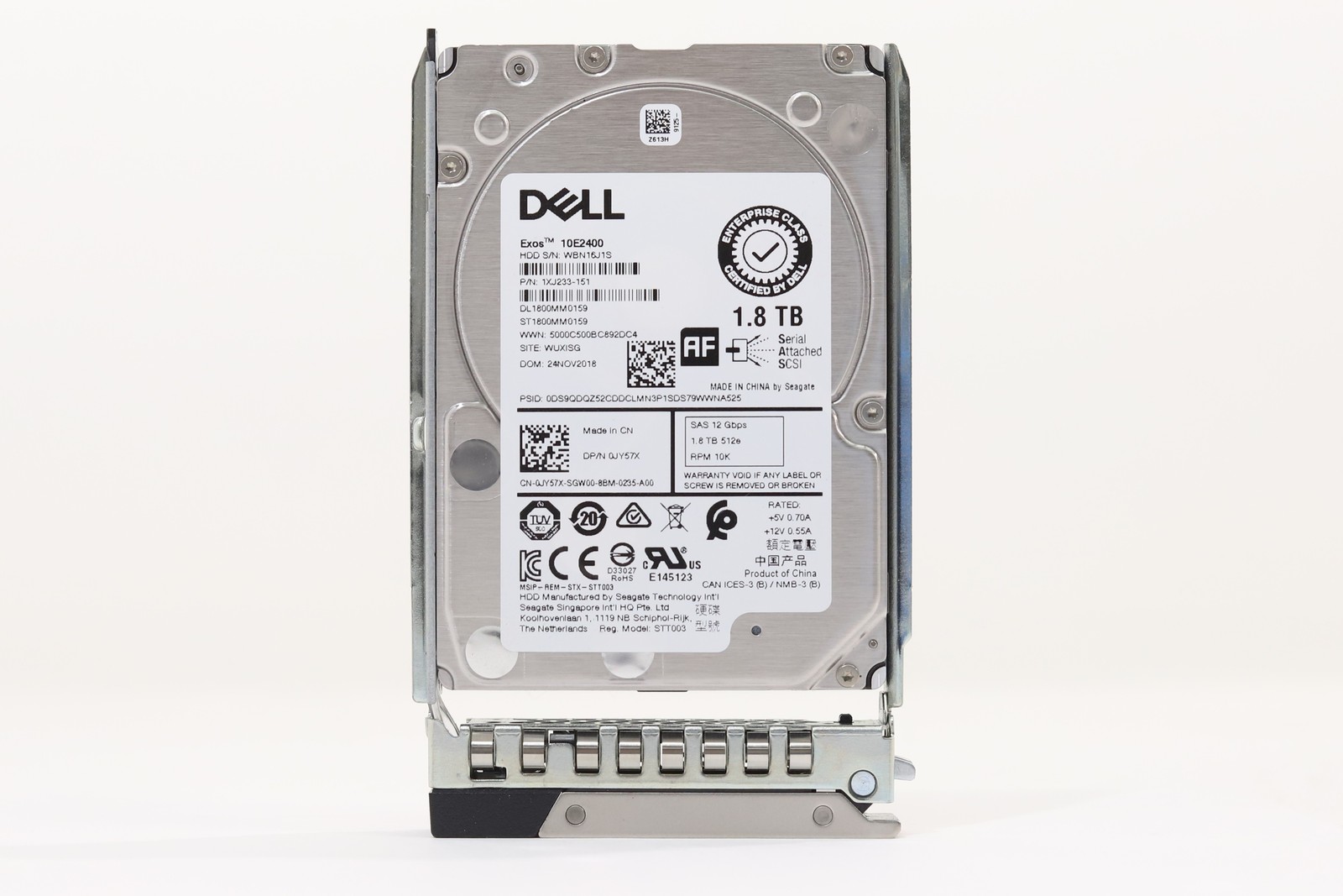 Dell ST1800MM0159 1.8TB 2.5" 12Gb/s 256MB SAS HDD W/Caddy Dell P/N:0JY57X Tested