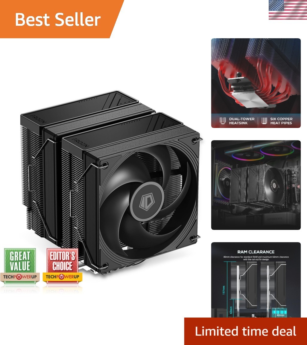 Low Noise Dual-Tower CPU Cooler with PWM Fans, 260W Cooling for Perfect Systems