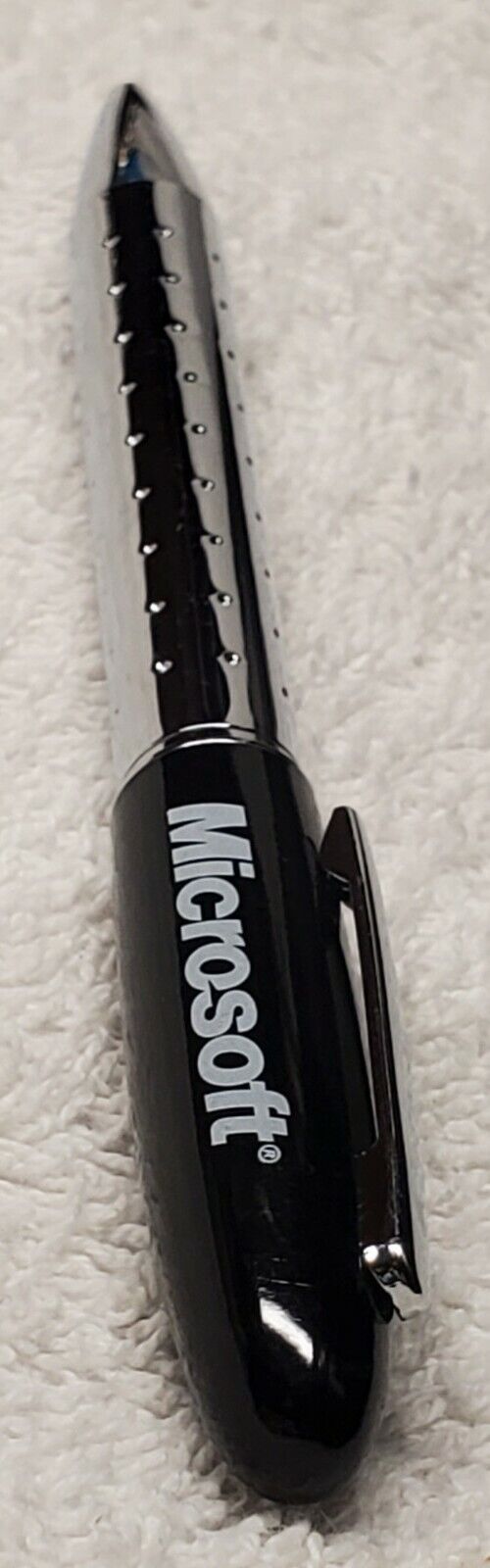 Vtg 1999 Microsoft Promo Advertising Refillable Black/Silver Ink Pen Technology