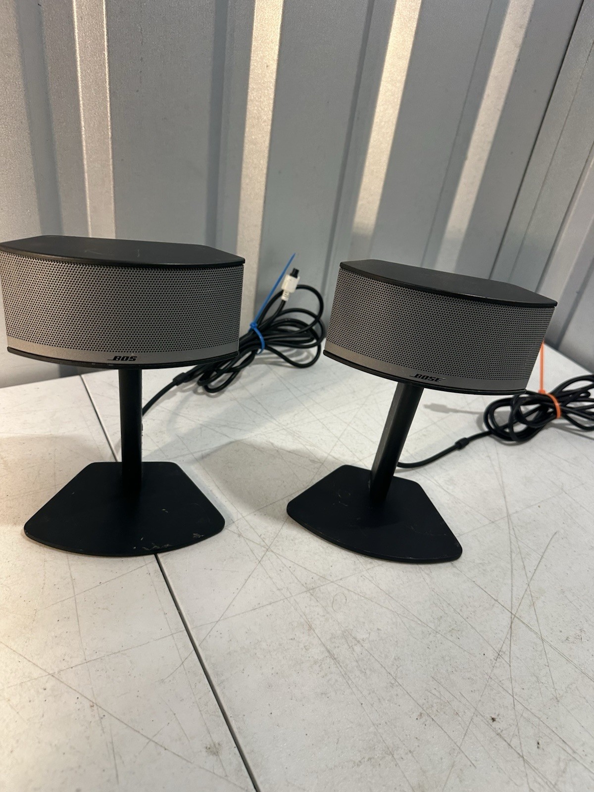 Bose Companion Multimedia Satellite Speakers Pair w/ Stands Cables Working