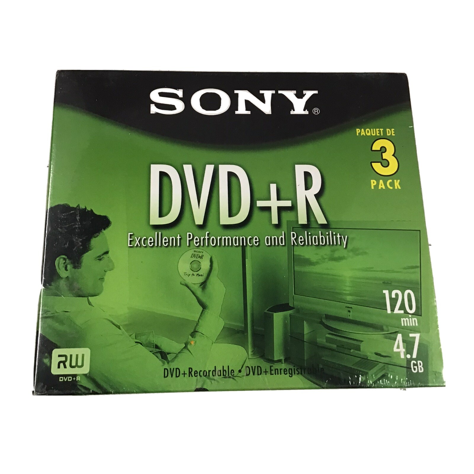 Sony DVD+R 3 Pack, 120 Min., 4.7 GB, New Sealed