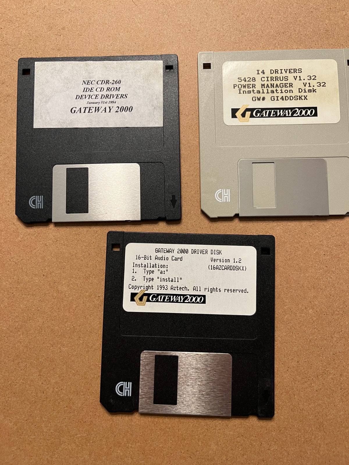 RARE Gateway 2000 OEM Driver Disk Set 1993-94 NEC CDR-260 /Cirrus/Aztech Audio
