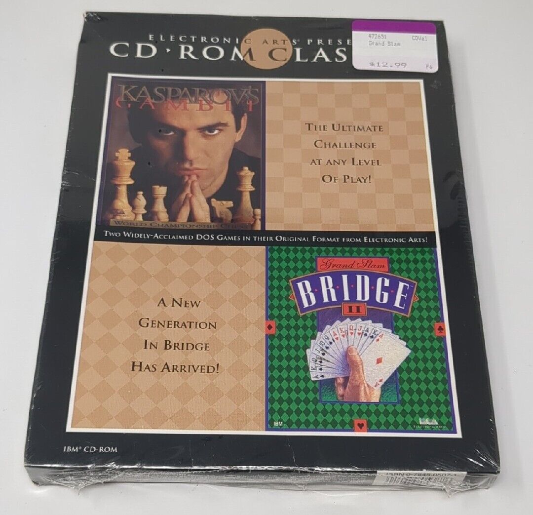 Kasparov\'s Gambit Chess Grand Slam Bridge 2 IBM PC Games 1993 New Sealed VTG 90s