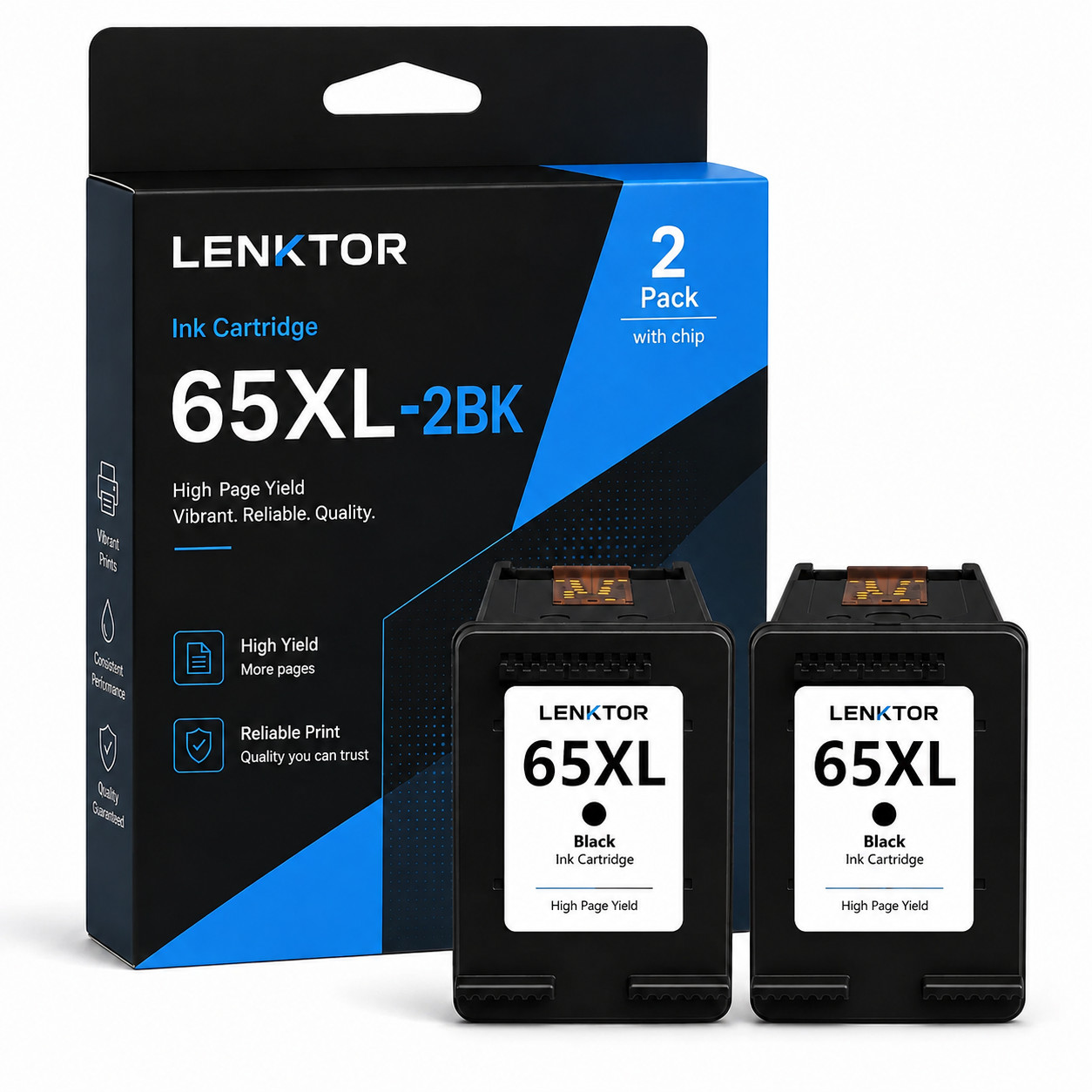65XL 2PK 2BK 1Tri-color Ink for OfficeJet 3830 5255 Envy 4520 Deskjet 3630 2130
