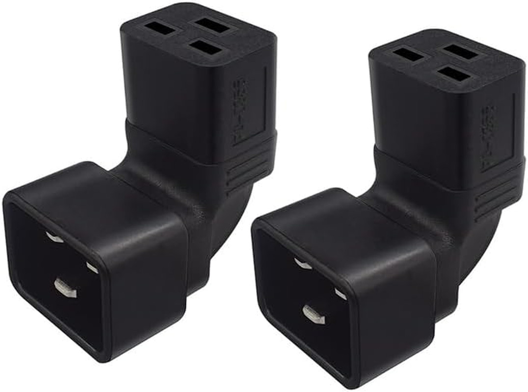 (2Pack C20 to 90-Degree Angle C19 Power Adapter, IEC 320 C19 to Angled C20 Power