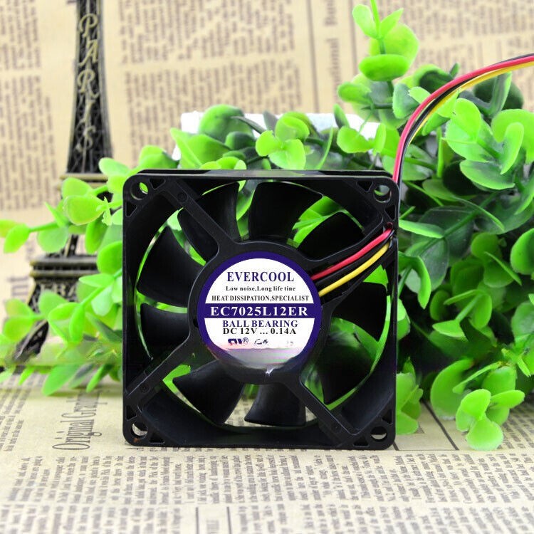 New Fan EC7025L12ER for EVERCOOL 7025 DC12V 0.14A 3-wire Heat Dissipating Fan