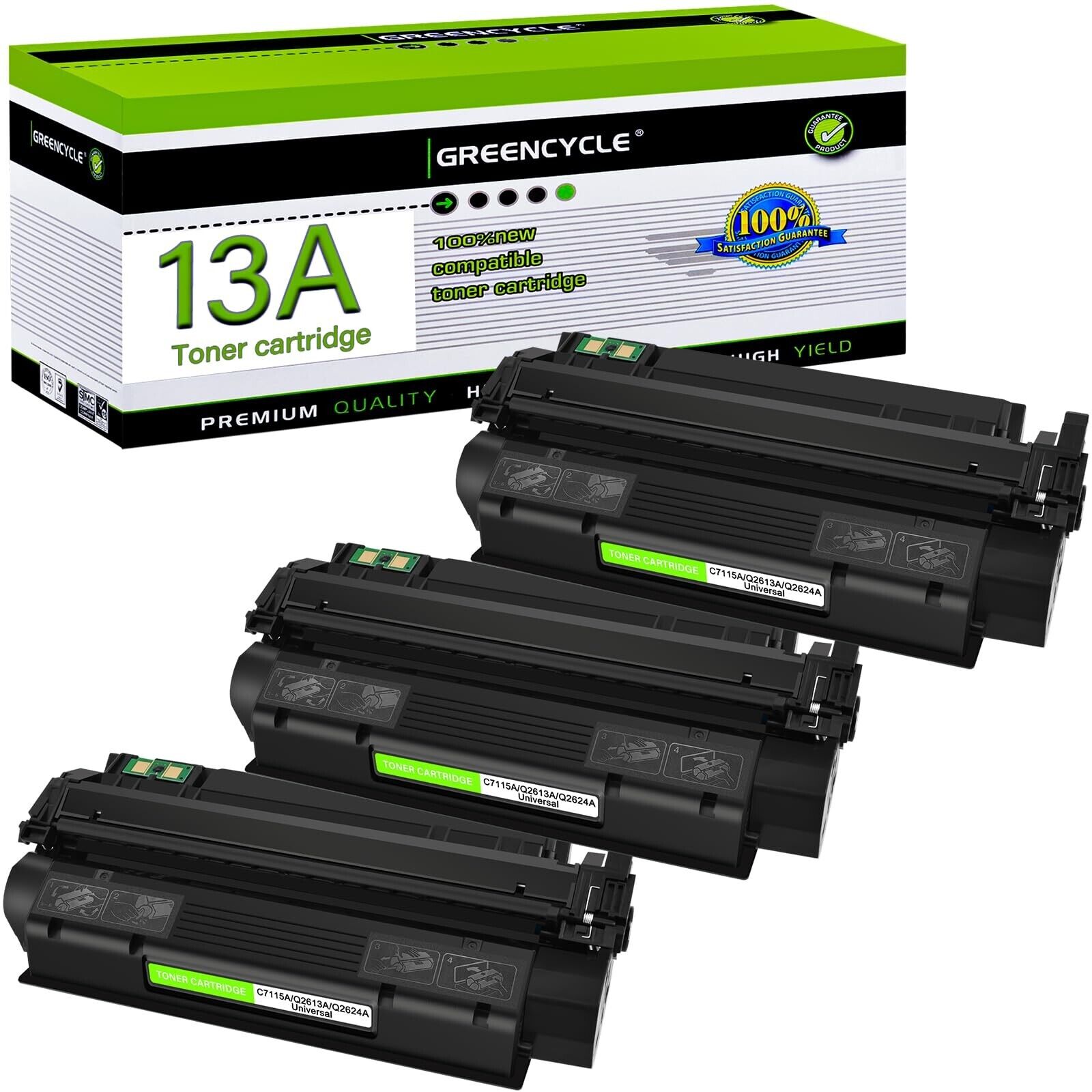 greencycle 3-Pack Black Toner Cartridge Replacement Compatible for HP 13A Q26...