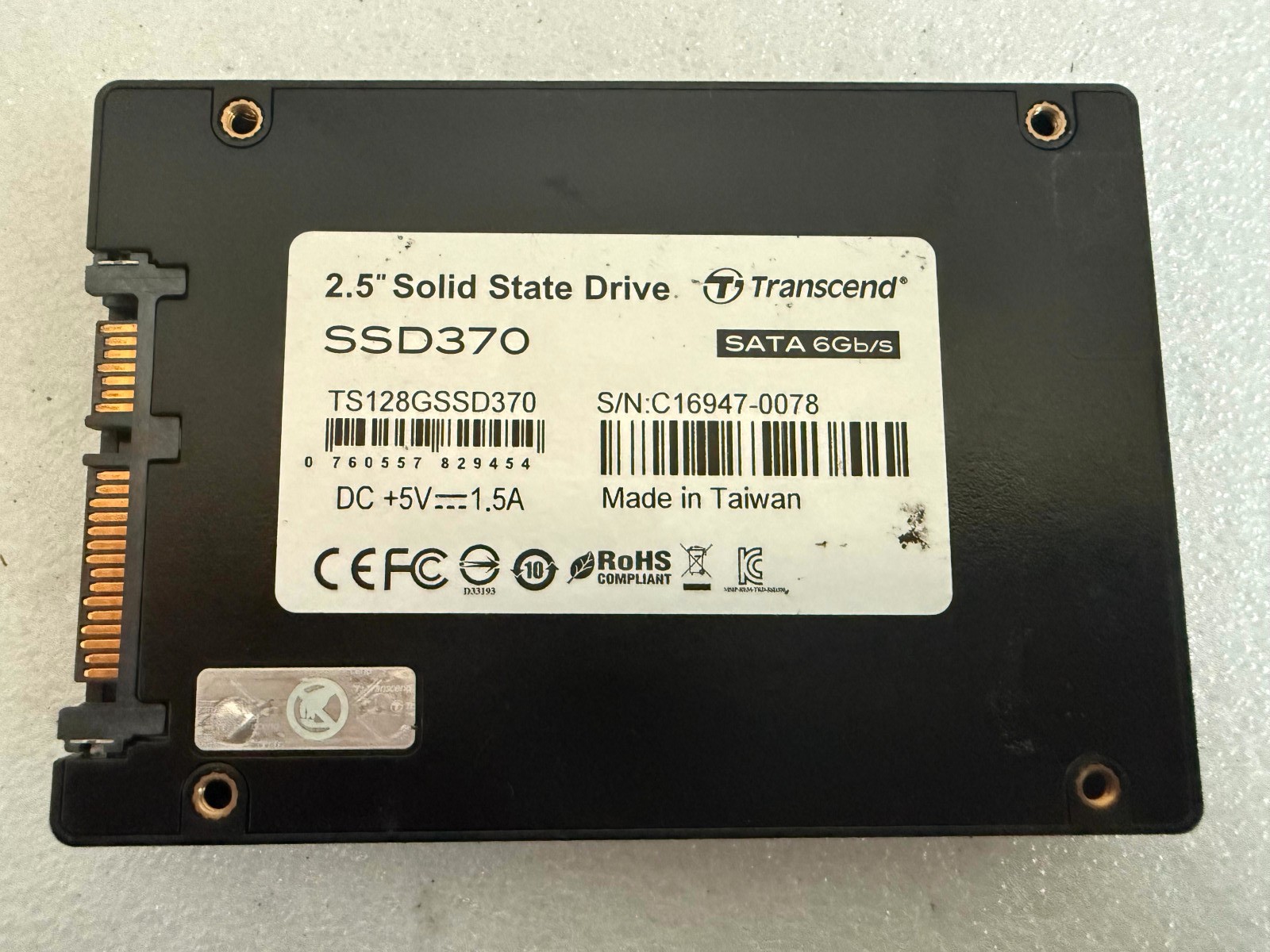 Transcend SSD370 128GB 2.5" SATA III 6Gb/s SSD TS128GSSD370