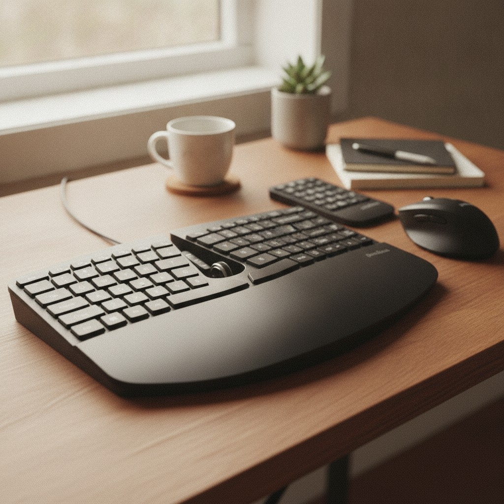 PERIDUO-606A, 3-in-1 Wireless Compact Ergonomic Keyboard with Vertical Mouse ...