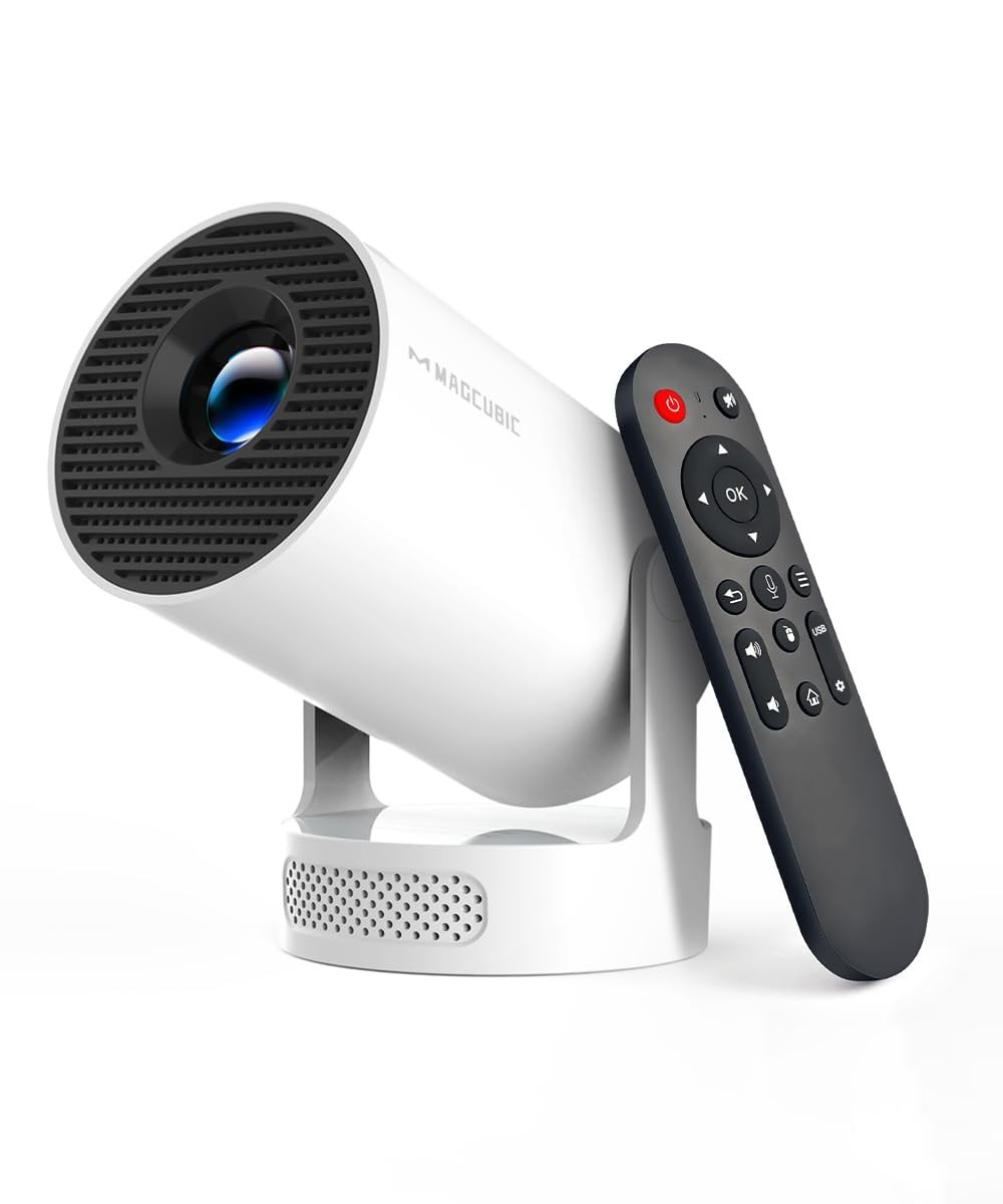 Magcubic Mini Projector with WiFi 6 and Bluetooth 5.4, Portable White 