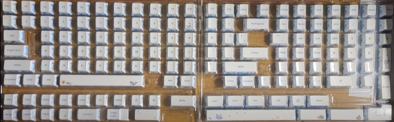 143 Keys Ocean Whale DYE-SUB Keycap Cherry Profile PBT Blue Cut 60 Percent