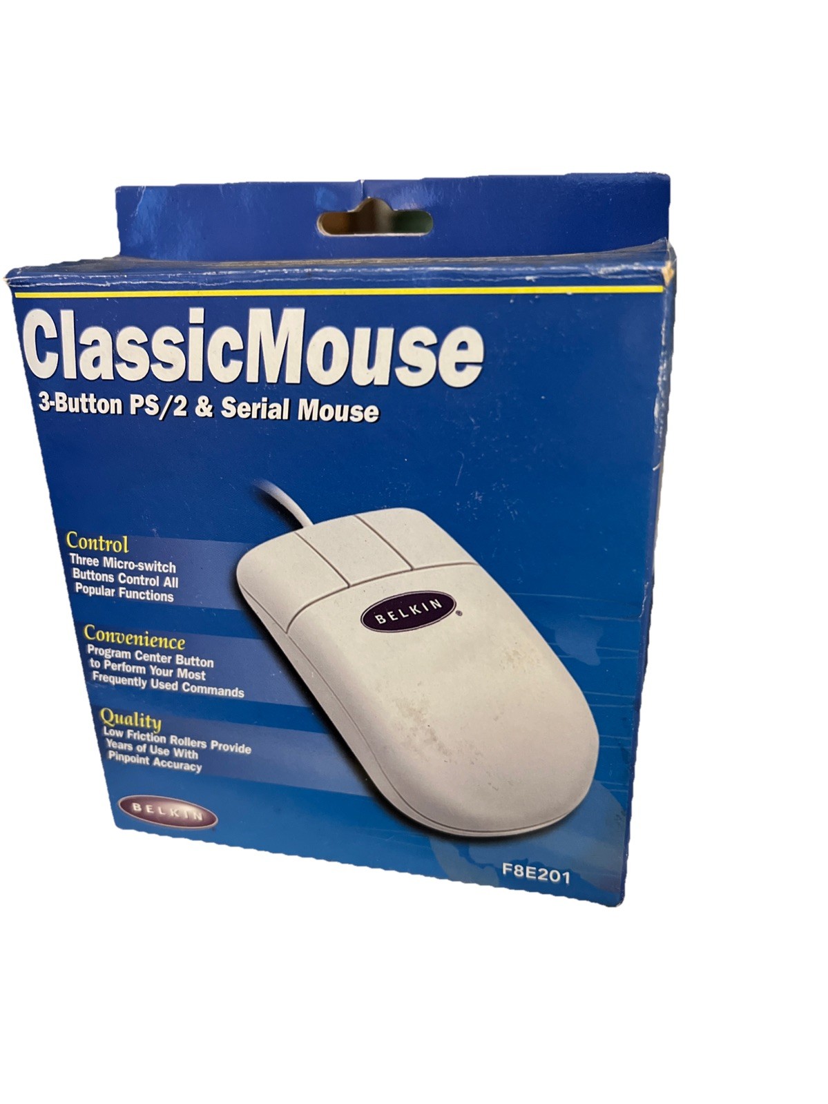 VINTAGE BELKIN F8E201 MOUSE 3-BUTTON PS/2 MOUSE