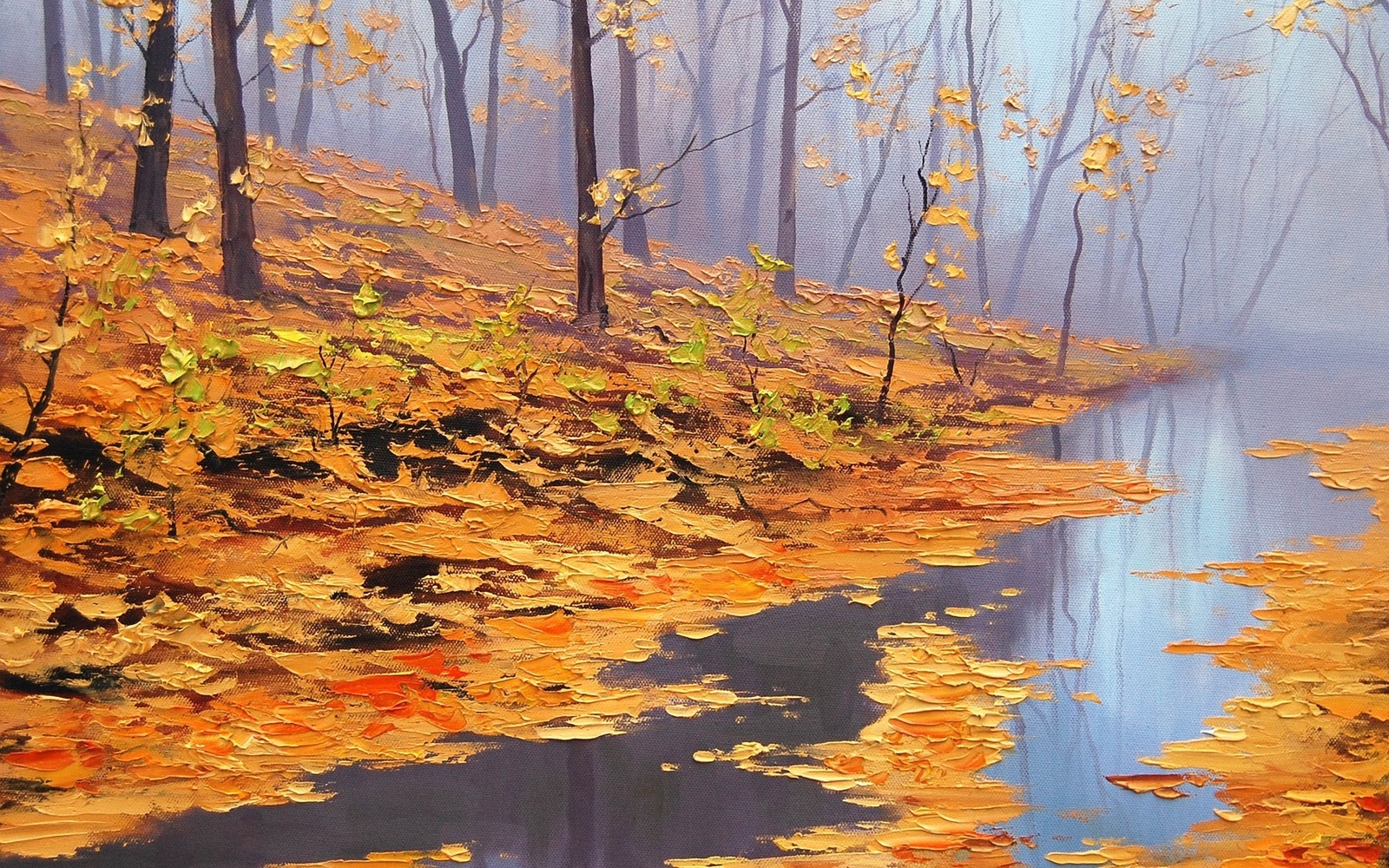 Landscape  nature fall leaves puddle graham gercken Custom Gaming Mat Desk