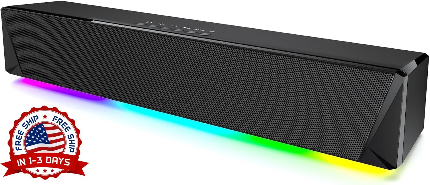 Altavoces De Ordenador Para Monitor De Juegos De Escritorio Con Bluetooth US New