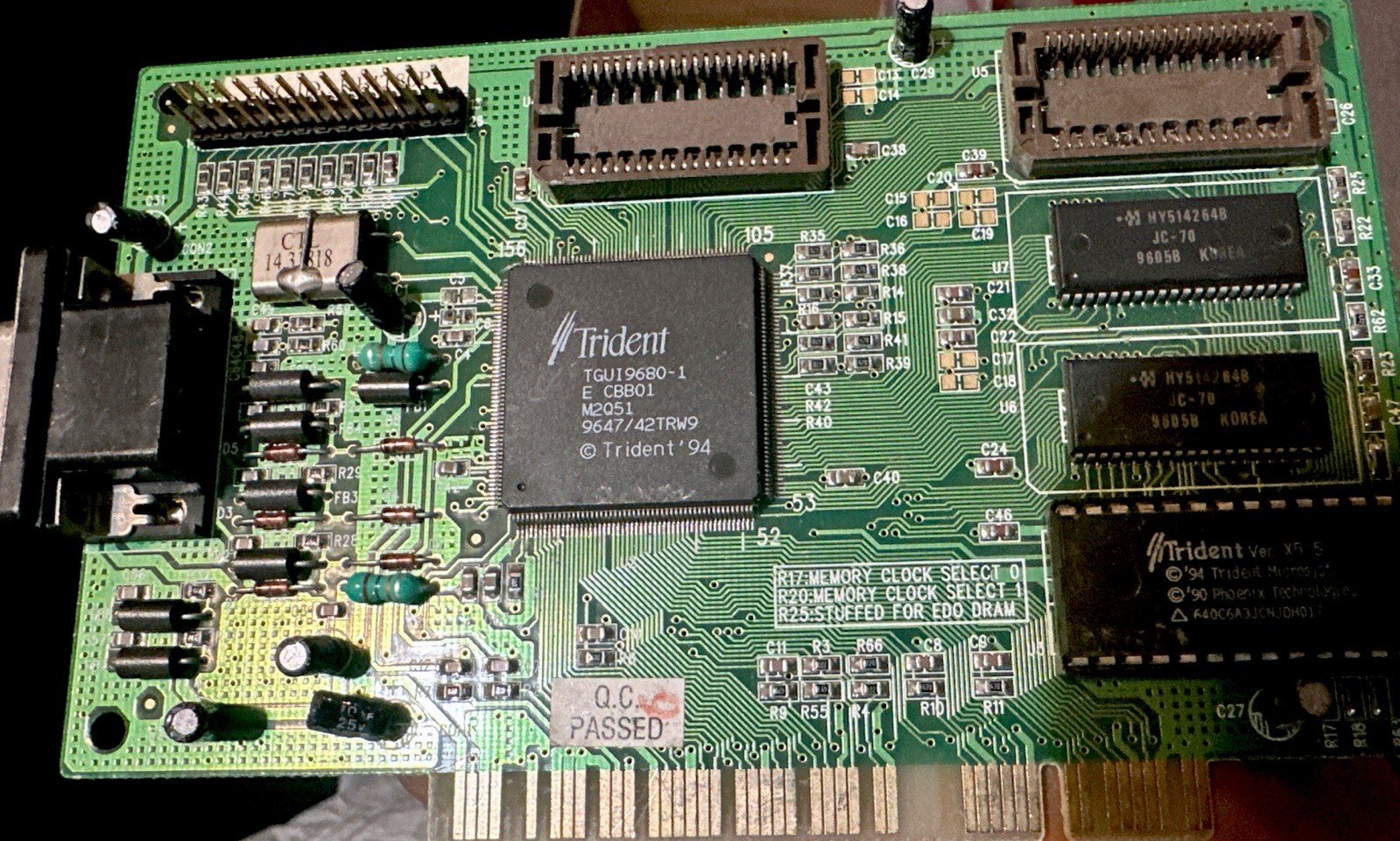 Vintage Union Trident TD9680 1MB PCI Video Graphics Card GPU