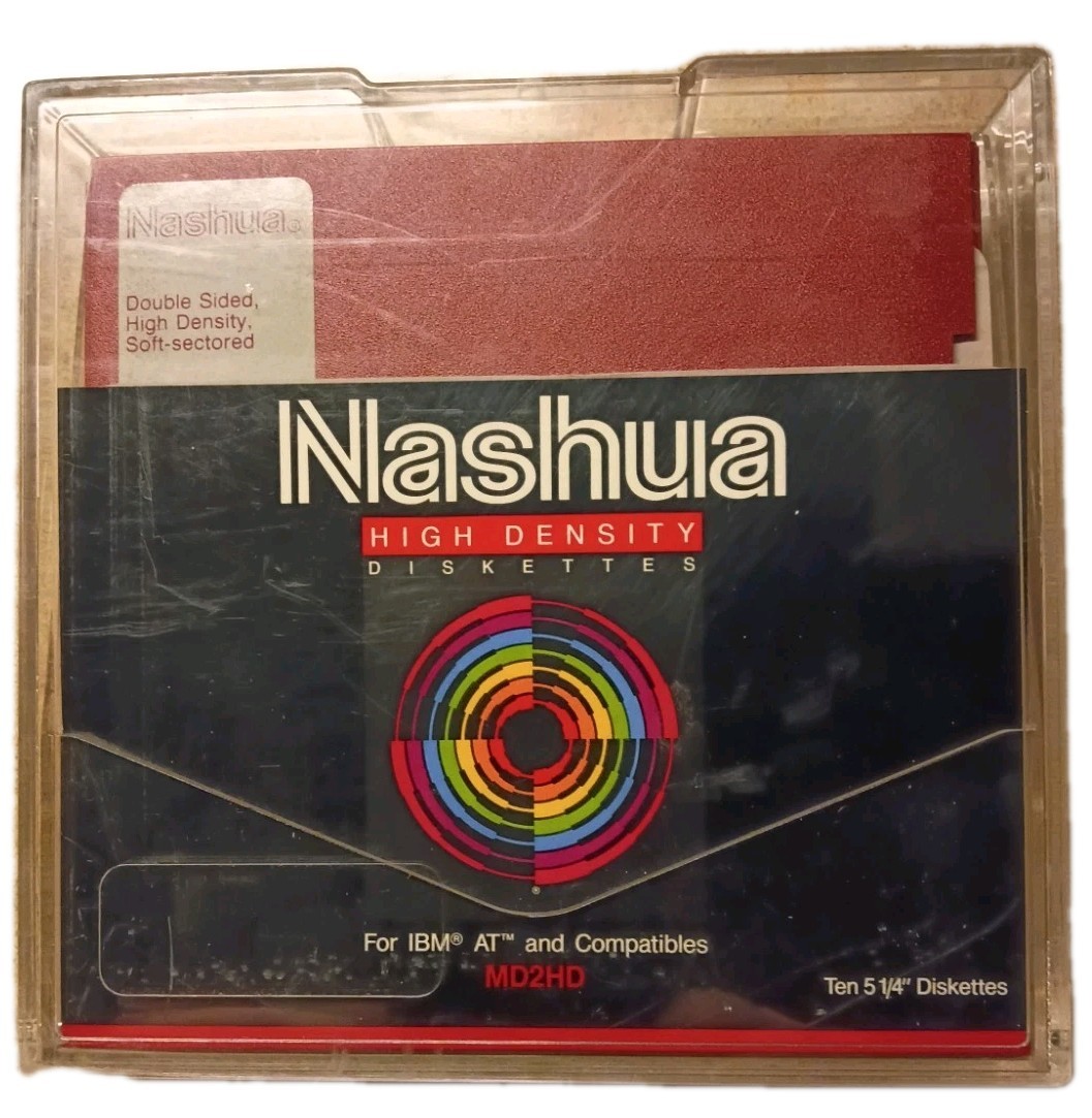 11 Vintage Nashua 5.25” Floppy Disks MD2-HD 1.2MB IBM PC AT Hard Case Htf 