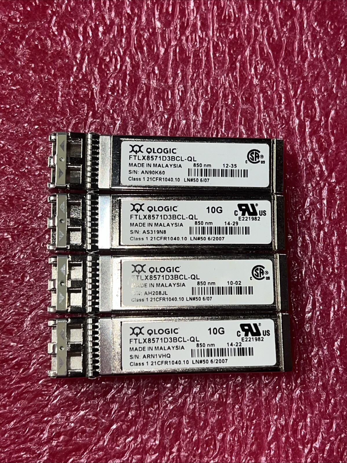 LOT OF 4) QLOGIC FTLX8571D3BCL-QL 10GB SFP+ Optic Transceiver