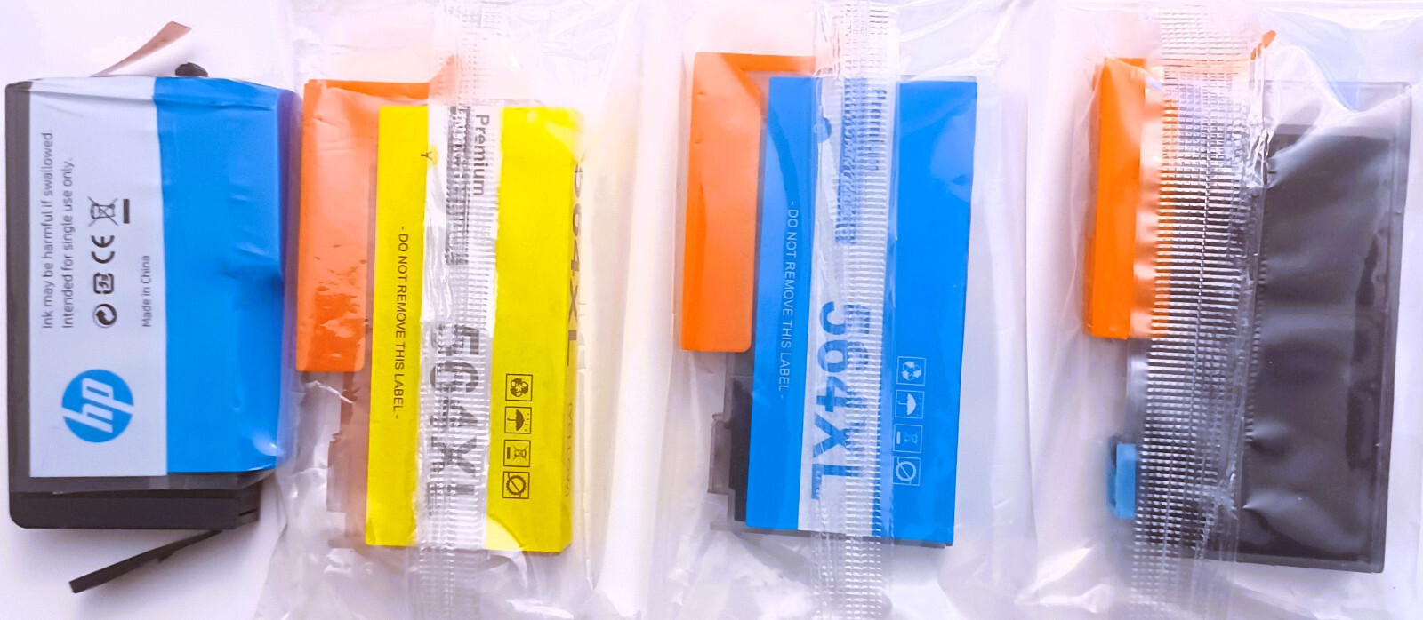Four (4) 564XL Printer Ink Cartridges, New- 2 photo black, 1 yellow, 1 blue
