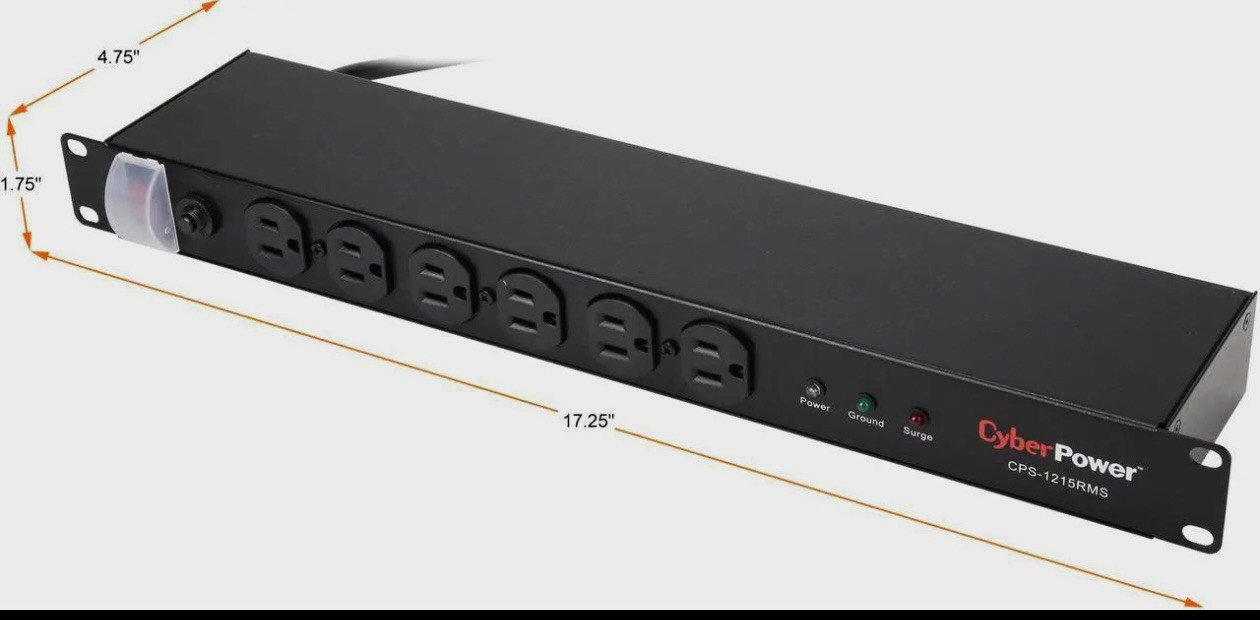 CyberPower CPS1215RMS 1U Rackmount 12 Outlet Surge Protector PDU 15A
