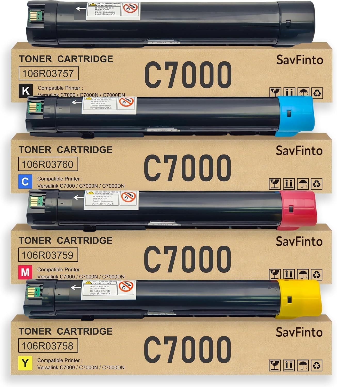 C7000 Toner Set for Xerox VersaLink C7000DN C7000N 106R03757-760 - 4 pack BCMY