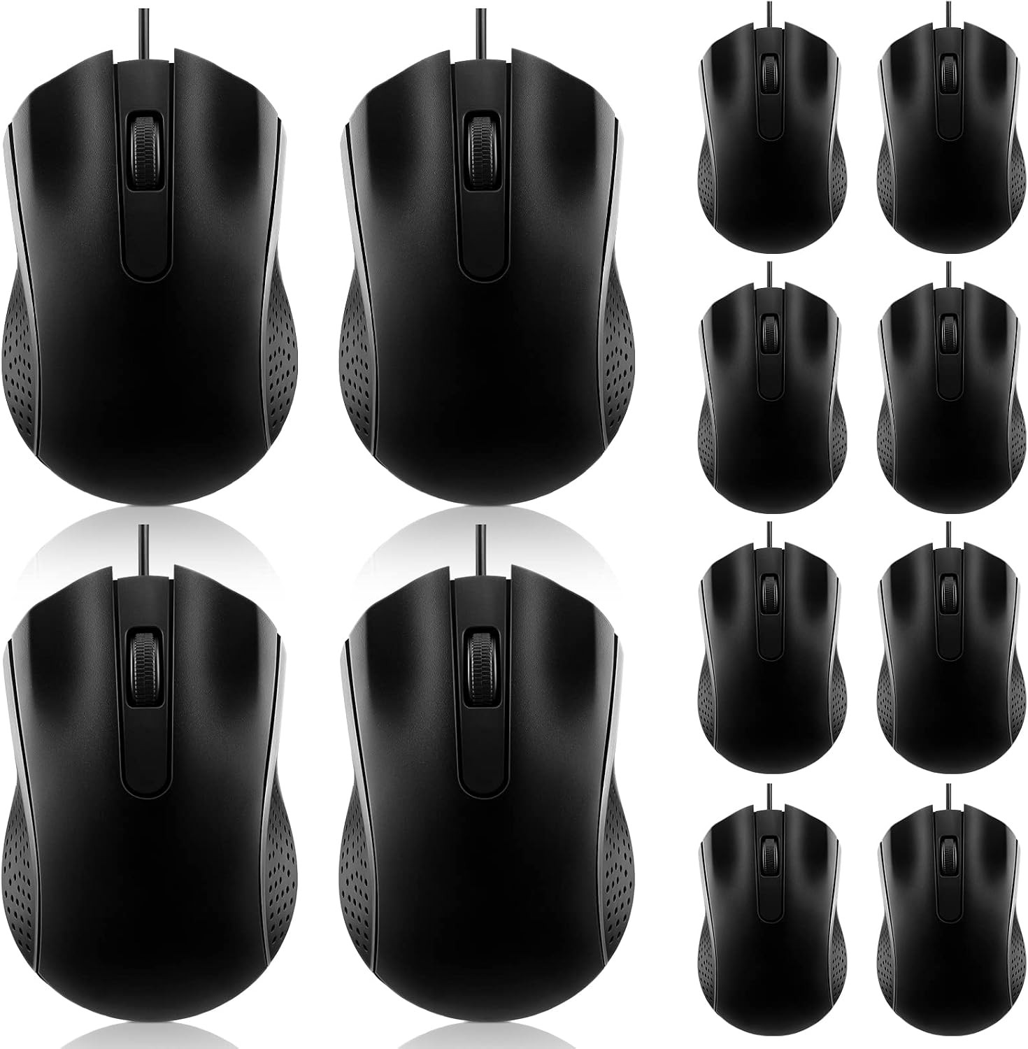 12 Pcs 12 Pcs Wired Computer Mouse Bulk Cord USB Mice, Black