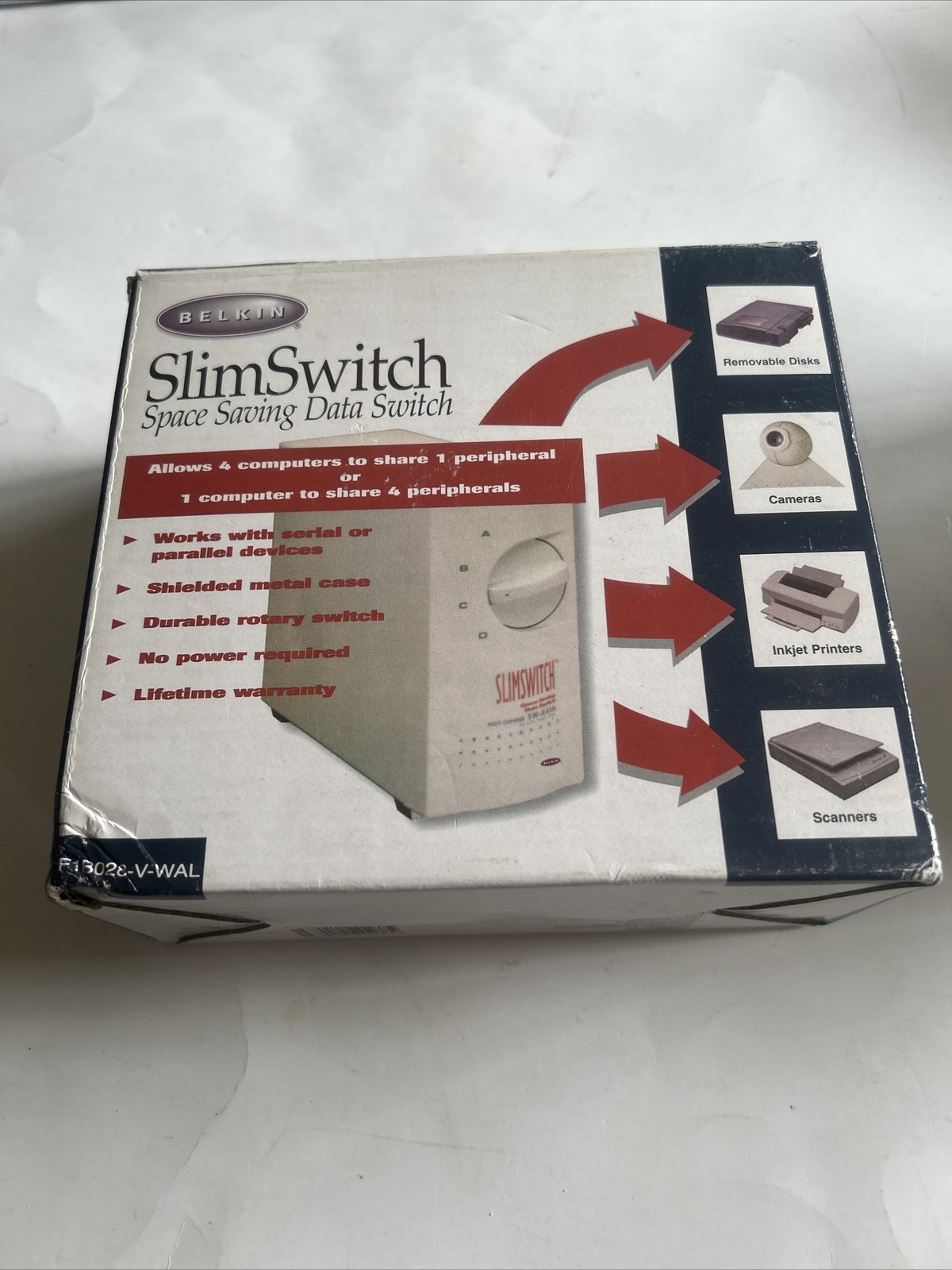 Belkin SlimSwitch 4-Port Data Switch Centronics F1B028-V new J33