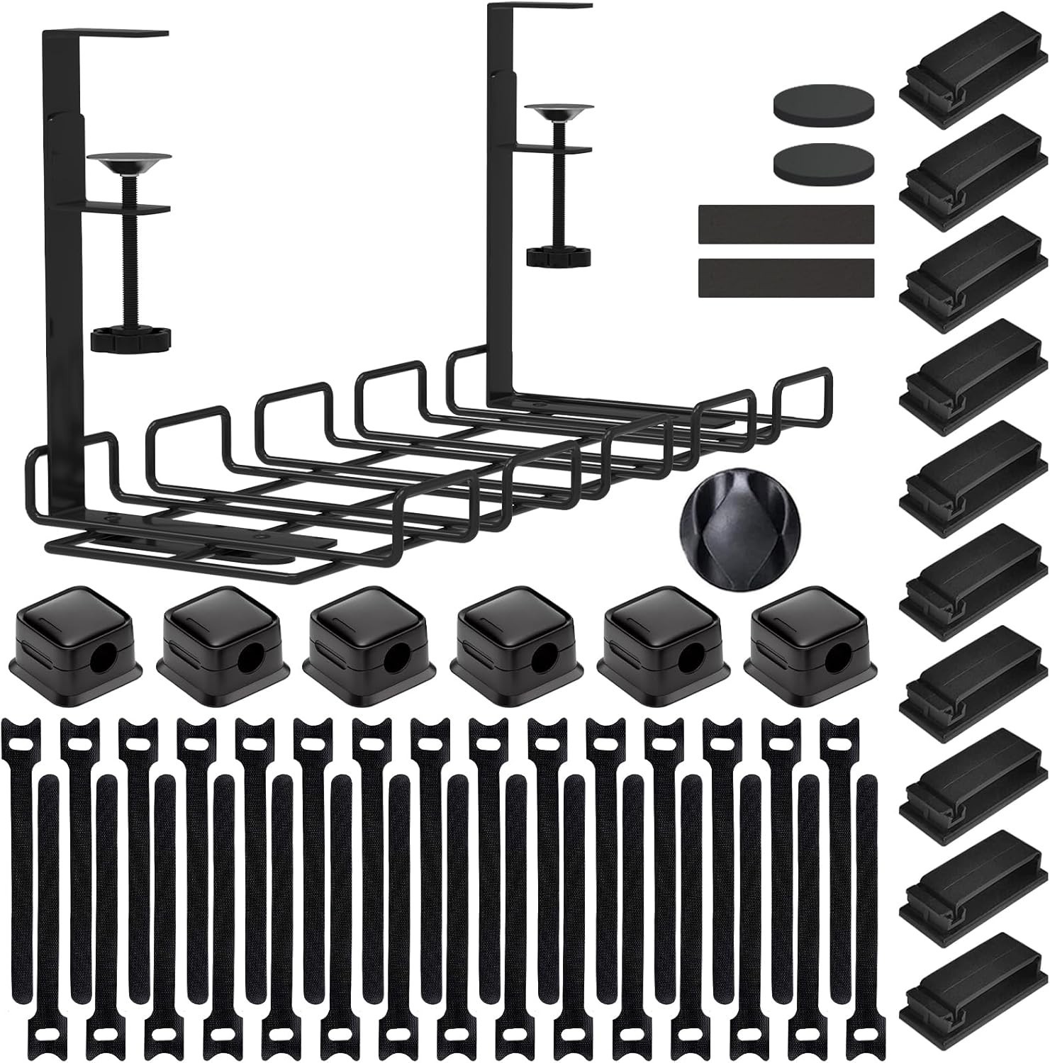 ENGYNC 52-Piece Under Desk Cable Management Tray Kit - 15.7’’ 52-Piece, Black 