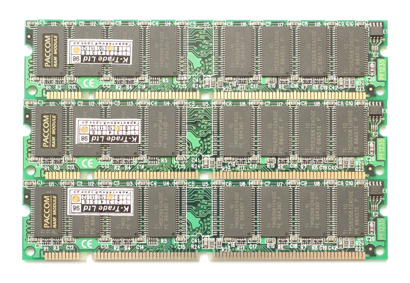 Lot of 3x32MB - SDRAM PC-100 memory - DIMM 168pin - 96MB - TESTED