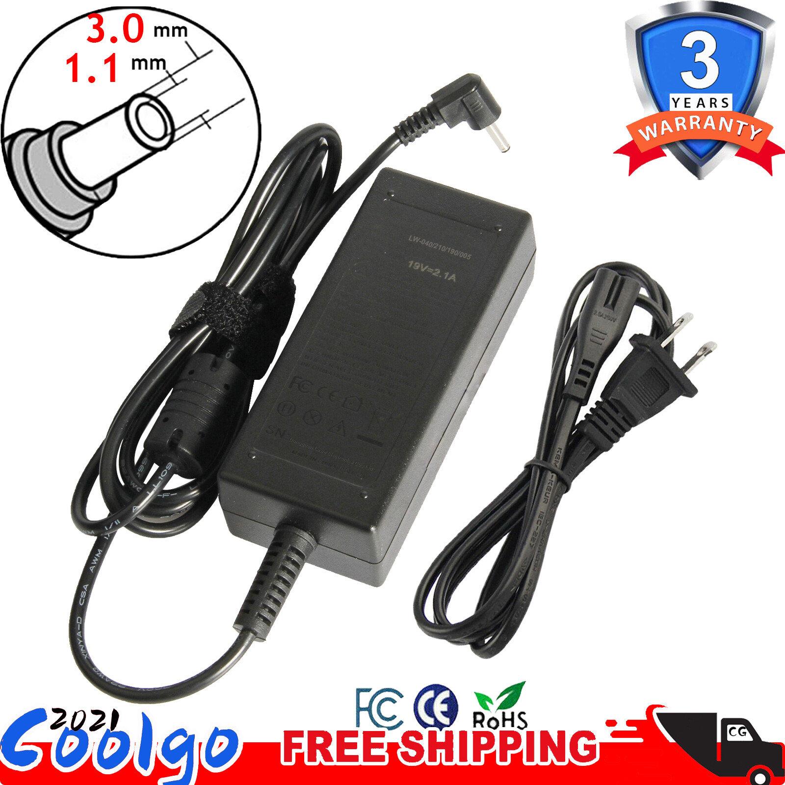 AC Adapter for Hisense Chromebook C11, C12 11.6" Laptop Charger Long Power Cord