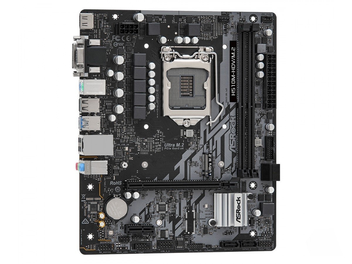 For ASRock H510M-HDV/M.2 motherboard LGA1200 DDR4 HDMI+VGA+DVI Micro ATX Tested