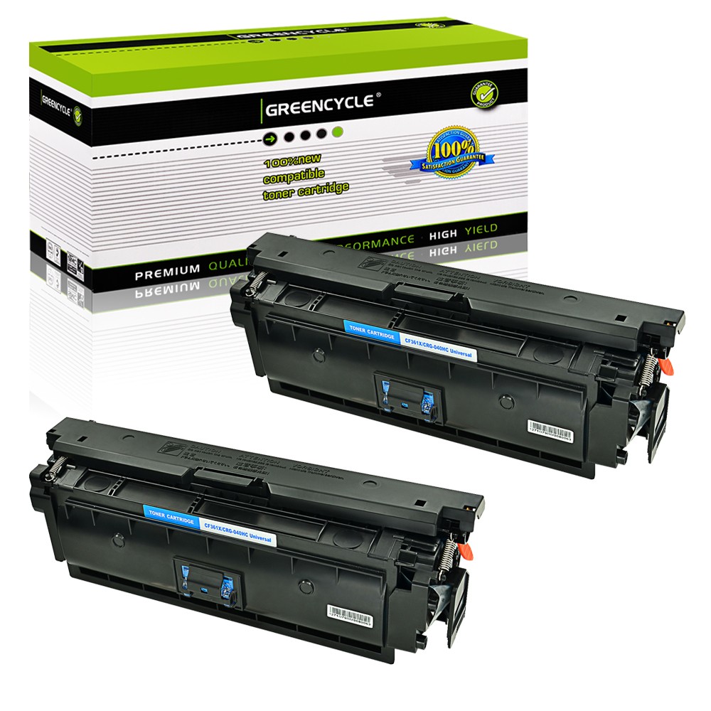 2PK CF361X Cyan Toner Cartridges 508X Compatible with HP Color Enterprise M553x